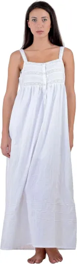Cotton Lane Cousu Main 100% Coton Taille Plus Chemise De Nuit -Tailles UK 8 À 38 (Orné De Dentelle Et Pin-Plissés) 42