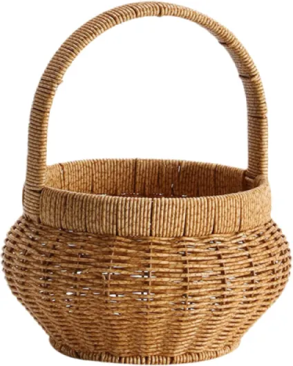 Panier de cuisine en osier, bacs de rangement tissés - Paniers à en rotin synthétique ronds en osier pour servir des fruits, bols de rangement décoratifs avec poignées pour l'organisation du