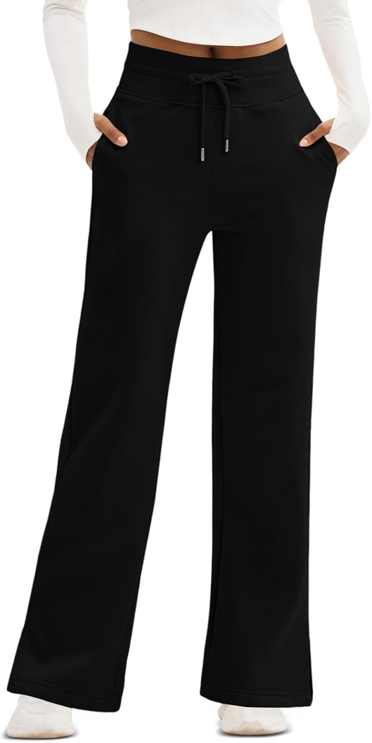 Pantalon Fluide Femme Chic à Taille Haute avec Coupe Ample Pants De Voyage Pantalon Femme avec Poches pour Occasions décontractées et Casua XL 2#noir