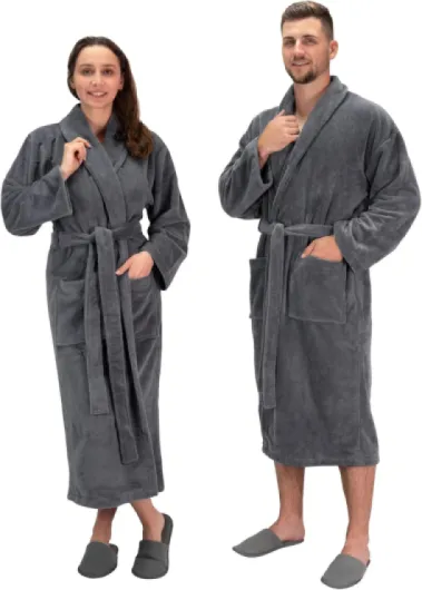 Peignoir Velours - doux pour la peau et très absorbant - pour femmes et hommes - tissu mélangé - taille S-XXL - lavable - qualité hôtel - certifié Oeko Tex®, 348 XL Gris