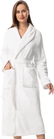 Peignoir de Bain Femme Velours Peignoirs Long Polaire Peignoir Hiver Robe S Blanc