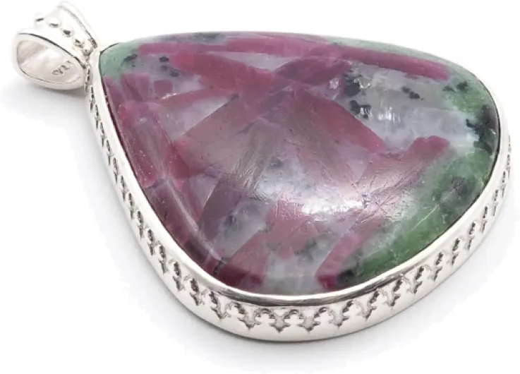 MEKI`S Pendentif en Rubis et Zoïsite en Argent 925