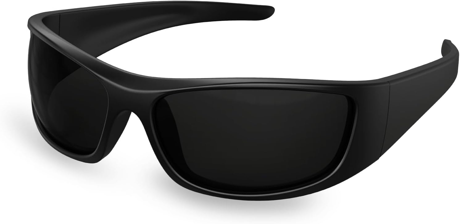 CAT4 Lens Lunettes de soleil polarisées - Lunettes de soleil sport enveloppantes unisexe - UV400 - Pour la photophobie Noir / Foncé (95 % de Blocage de la Lumière)