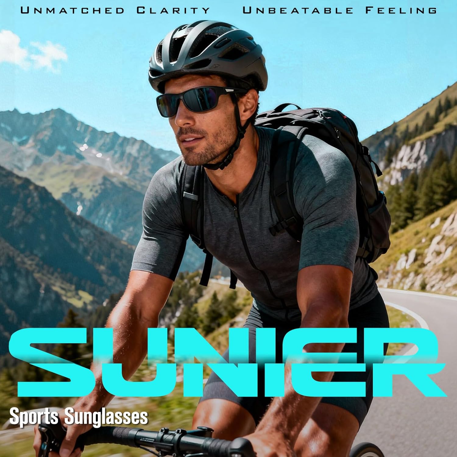 Lunettes de Soleil Polarisées pour Homme Femme,Sportives Lunettes de Conduite Pêche Vélo Anti-UV Lunettes de Soleil Monture Noir - Lentille Gris + Monture Marron - Lentille Marron