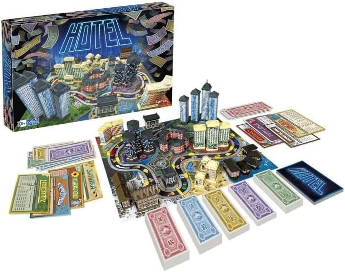 Hotel - Jeu de Societe Familial pour Enfants dès 8 Ans - Jeu de Plateau pour Construire des Hotels de Luxe - Etre Le Premier à Devenir Millardaire - 2 à 4 Joueurs - Durée 40min - en Français - Lansay