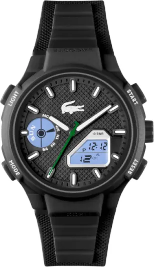 Montre Quartz Multifonction Analogique-Digitale pour Homme Collection LC33 avec Bracelet en Silicone - Disponible pour Homme et Femme Black MEN