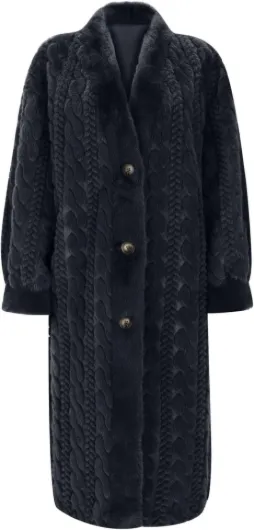 Generisch Veste de pluie automne et hiver épaissi femme allongée imitation vison cardigan veste manteau intégré manteau femme noir 46 Noir XL