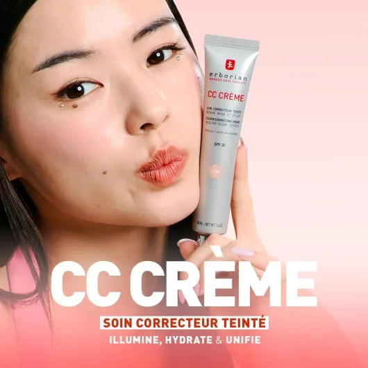 Erborian - CC Crème à la Centella Asiatica - Maquillage et Soin Illuminateur de Teint Haute Définition pour Visage - Protection Solaire SPF 25 - Soin Cosmétique Coréen 15ml Doré