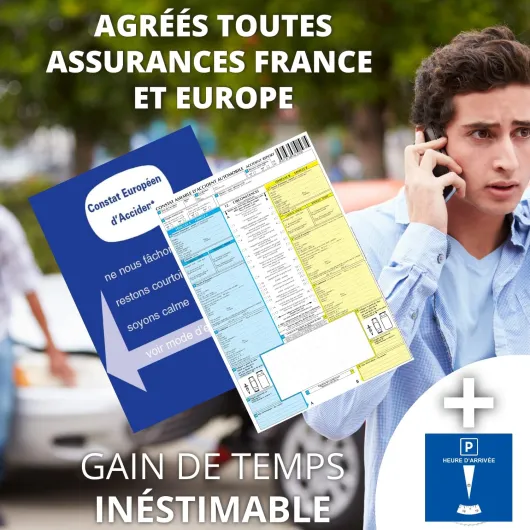 Kit Jeune Conducteur Voiture INDISPENSABLE ✯Fabrication FRANÇAISE✯ Accessoire Voiture Interieur Disque Zone bleue + Constat Amiable Accident Accessoires Auto Voiture Accessoires Intérieurs (GARANTIE)