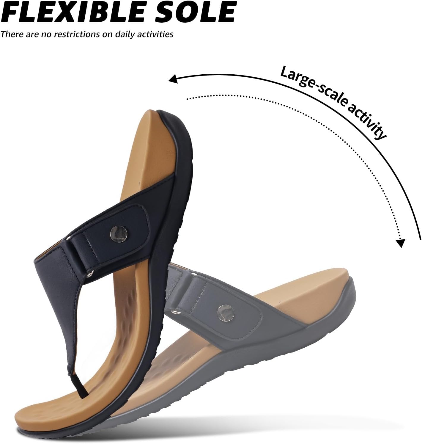 Littleplum Sandales Tongs Femme Été Confort Plantaire avec Texture de MassageSandales à Sangle Réglable 40 EU Noir