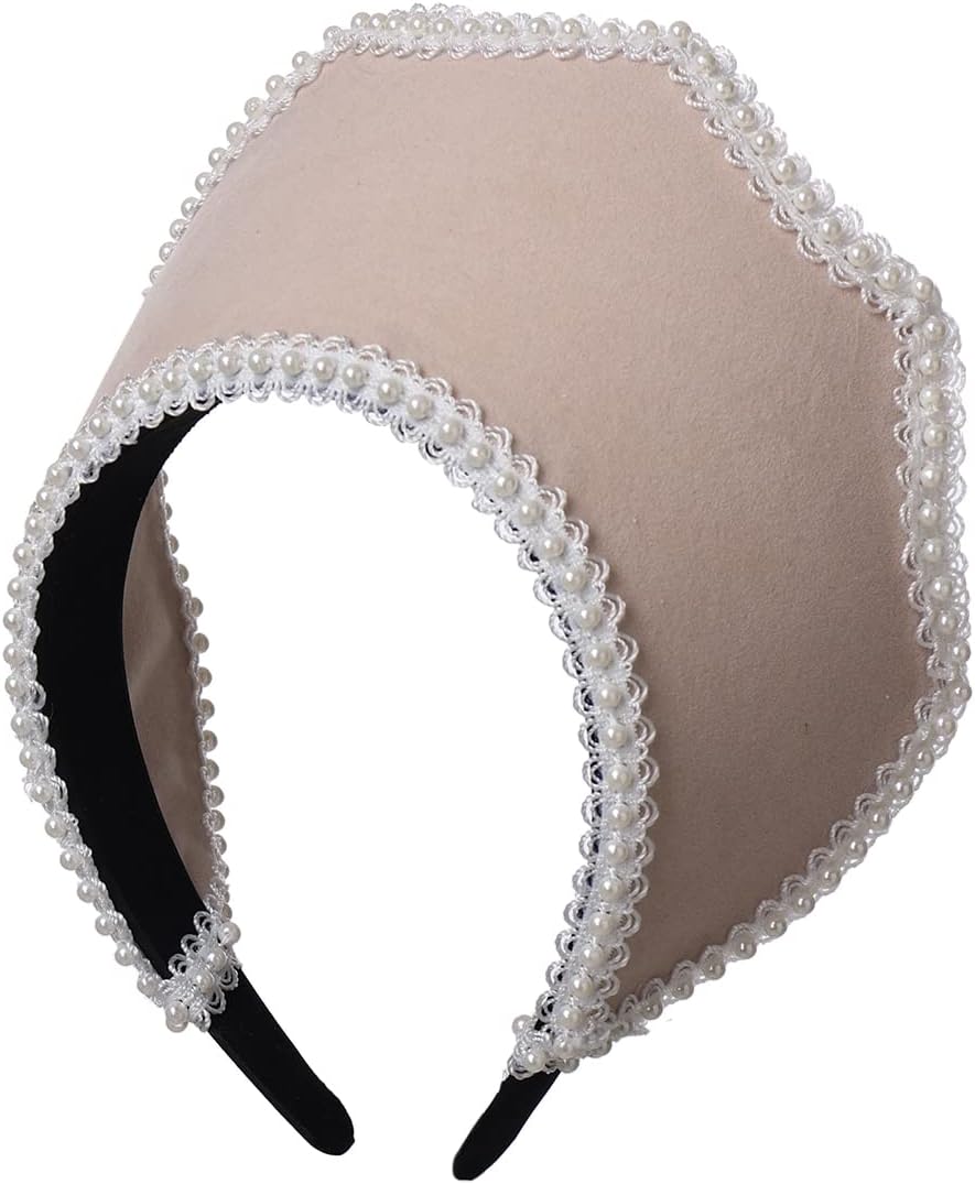 Renaissance médiévale Tudor Queen Coiffe pour femme Anne Boleyn Bandeau Royal Coronet élisabéthain Capuche Tiara Chapeau (Beige)