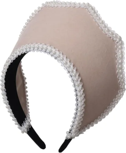 Renaissance médiévale Tudor Queen Coiffe pour femme Anne Boleyn Bandeau Royal Coronet élisabéthain Capuche Tiara Chapeau (Beige)