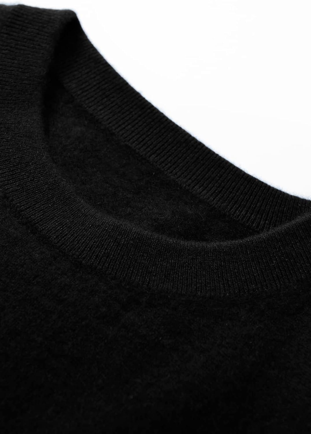 Pull Homme col Rond Cachemire Tricot Couleur Unie 4XL Noir