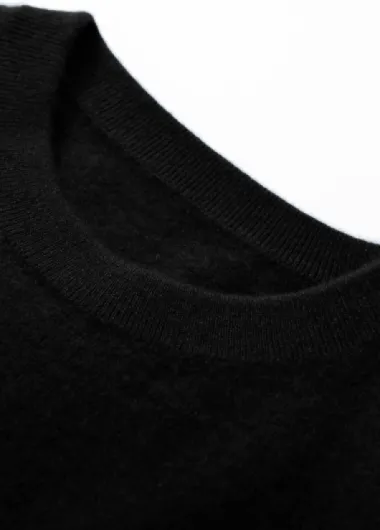 Pull Homme col Rond Cachemire Tricot Couleur Unie 4XL Noir