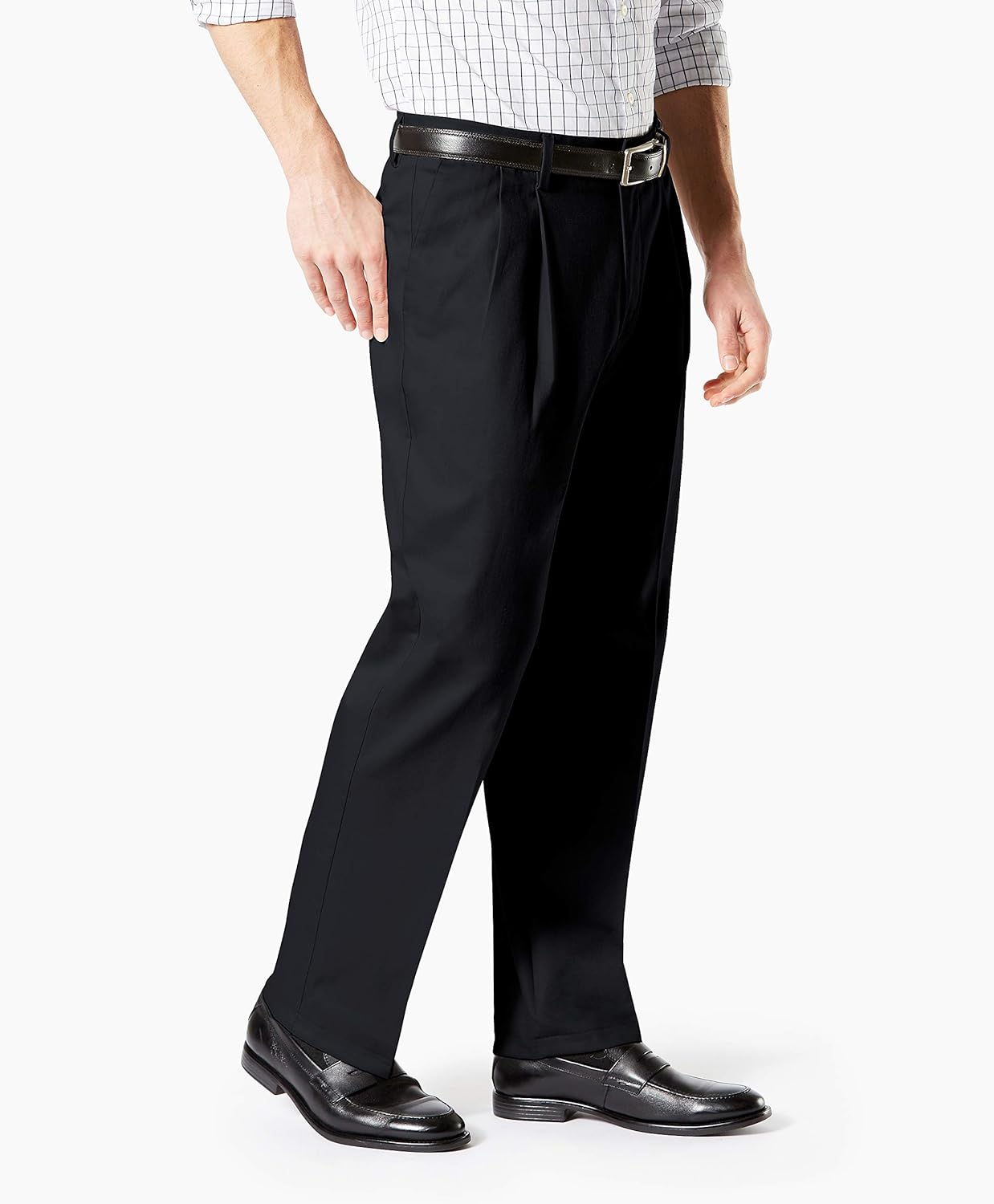 Classic Fit Signature Khaki 2.0 Pants - Pleated Crease - Pantalon décontracté - Classic,Classique - Homme 33W / 32L Noir
