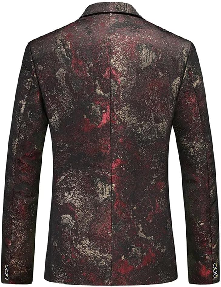 Dvbfufv Hommes Mode Grande Taille Jacquard Costume Veste Homme Luxe Mariage Fête Slim Fit Blazer Manteaux XL Rouge