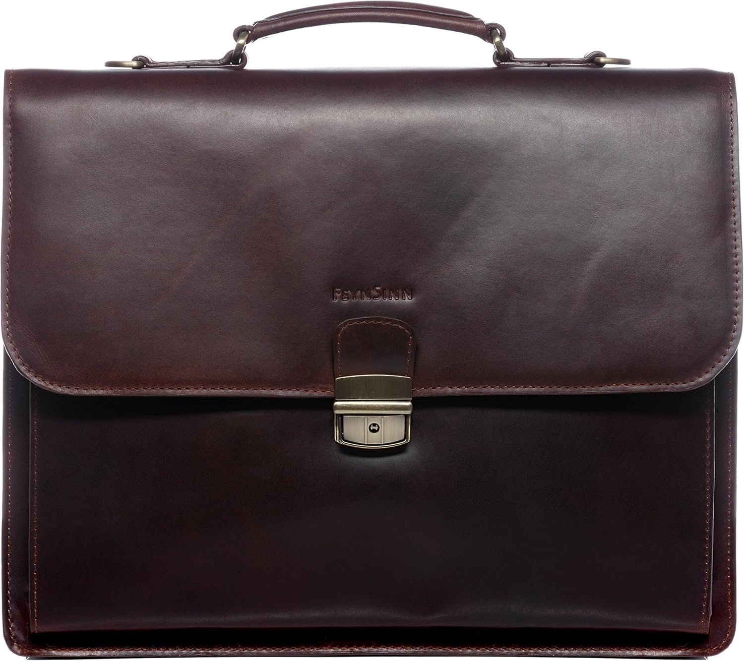 Serviette Ordinateur Cuir véritable 15.4 Pouces Emilio Cartable Porte-Document attaché-Case XL Grand pour Hommes Sac bandoulière Travail Marron Châtain