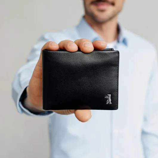 Premium Portefeuille en Cuir, Portemonnaie avec Protection RFID Certifiée TÜV et Coffret Cadeau pour Homme - Noir Noir Avec compartiment ID