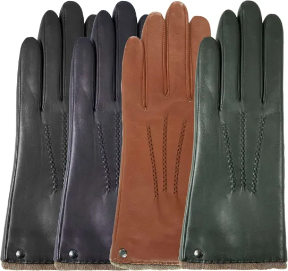 Gants femme en cuir d'agneau pleine fleur, doublés cachemire, 7.5=M, 6.5 Noir