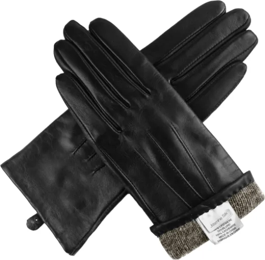 Jasmine Silk pour femme en cuir d'agneau véritable de Cachemire doublé Gants Noir Extra Large (9-8.5 inches)