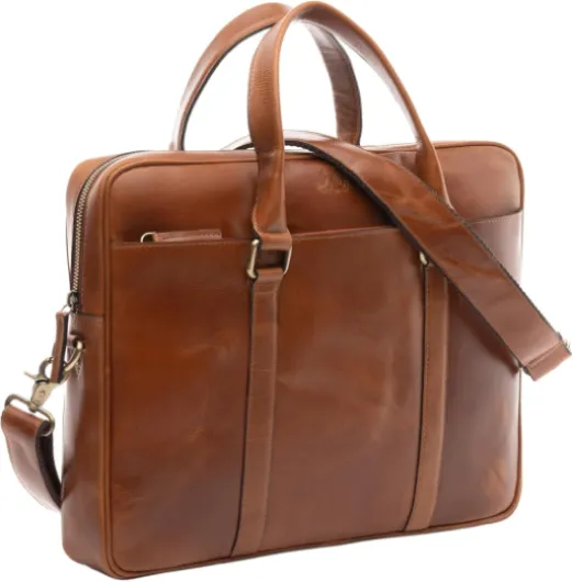 SID & VAIN Sac Ordinateur Portable Cuir véritable 15 Pouces Brady Mallette Professionnelle bandoulière Grand pour Hommes et Femmes Serviette de Travail élégant Marron