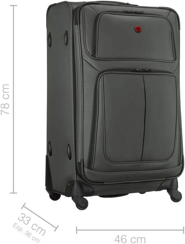 Sion Large Valise Souple à 4 roulettes, Trolley, Grand Format, 114 (126) l, Extensible, Femmes Hommes, Voyages Vacances, Grise, 653589 Grise Large