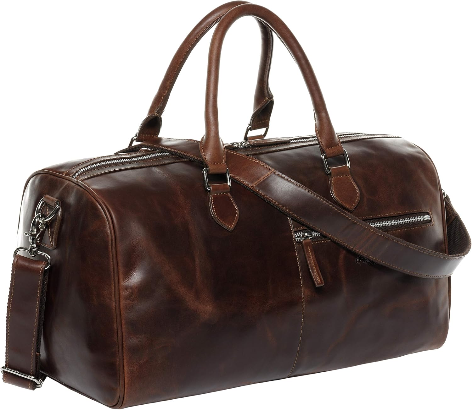 SID & VAIN Sac de Voyage Cuir véritable Seattle fourre-Tout Besace Week-End Vacances 46 cm Grand pour Hommes et Femmes Sac Sport Bagages Cabine à Main Marron
