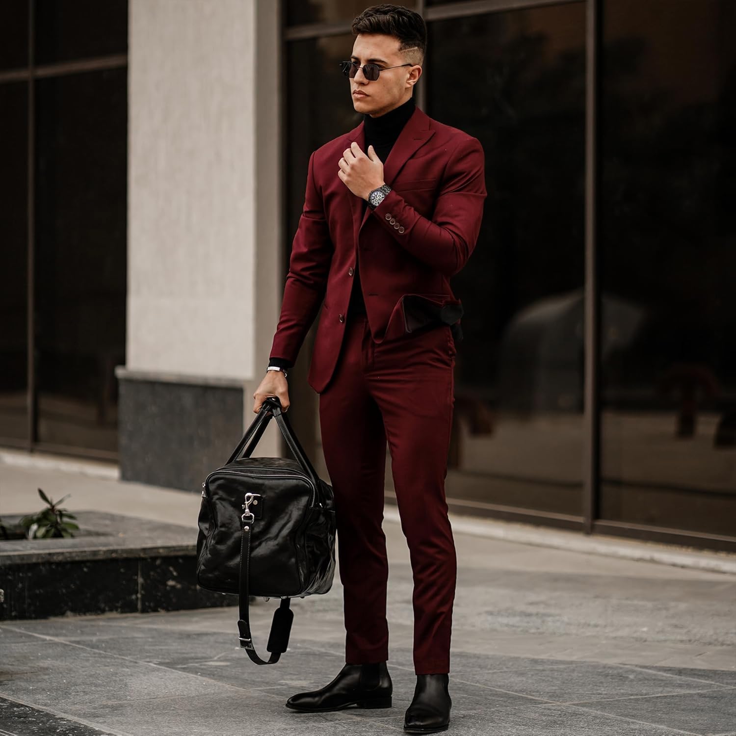 Sac de Voyage en Cuir, Bagages à Main pour Les Voyages, Les Voyages d'affaires, Les escapades de Week-End, Fabriqué à la Main en Italie pour Hommes et Femmes - Time Resistance Noir