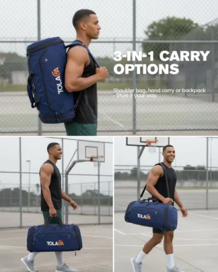 Sac de Sport Extensible 56–70L Homme Femme – Grand Sac de Voyage avec Compartiment Chaussures & Poche Humide, Convertible en Sac à Dos pour Fitness, Natation, Football, Voyage (Bleu)