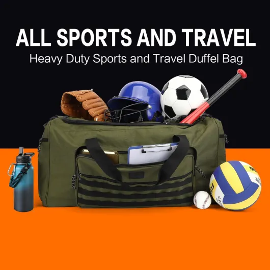 Sac de Sport Extra Large 115 L pour Hommes et Femmes, Sac de Voyage Robuste avec Bandoulière, Sacs de Sport Tactiques pour L'armée, Week-End, Nuitée, Camping, Vert