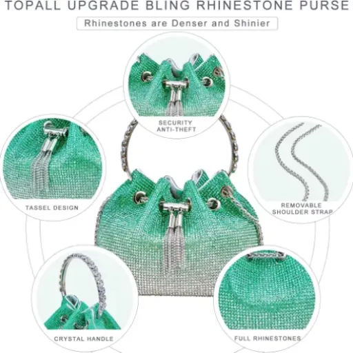 Test TOPALL Pochette Femme Paillettes Round-green Large : le sac qui en met plein la vue sans vider totalement le portefeuille