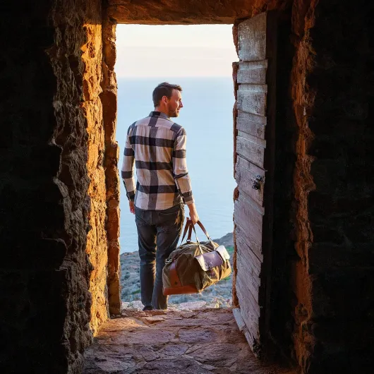 Sac de voyage 'Steve' - Gran sac de week-end et de sport, weekender safari, XL bagage à main au design vintage-rétro, femme, homme, fait main durable, toile, cuir, 60L, vert olive, DR00124 Vert-olive