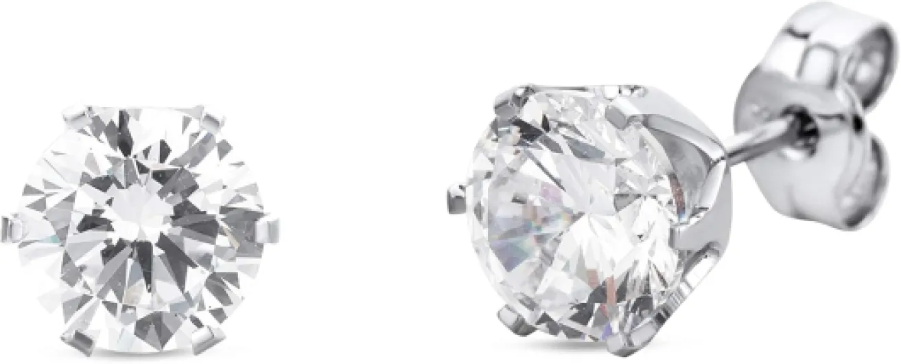 Boucles D'Oreilles Femme Or Blanc 9 Carats 375 avec Pierre Precieuse Émeraude/Rubis/Saphir/Zircon Cubique, Bijoux Femme D'or Hypoallergéniques - Clous D'Oreilles Rondes Faits à la Main