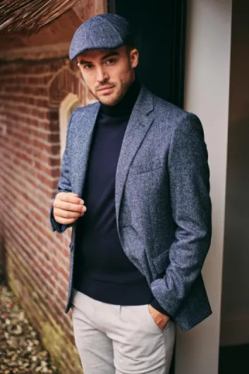 Birds Eye Blazer Laine mérinos - Taille - Homme - Vêtements - Coupe droite - Laine mérinos 50 Bleu
