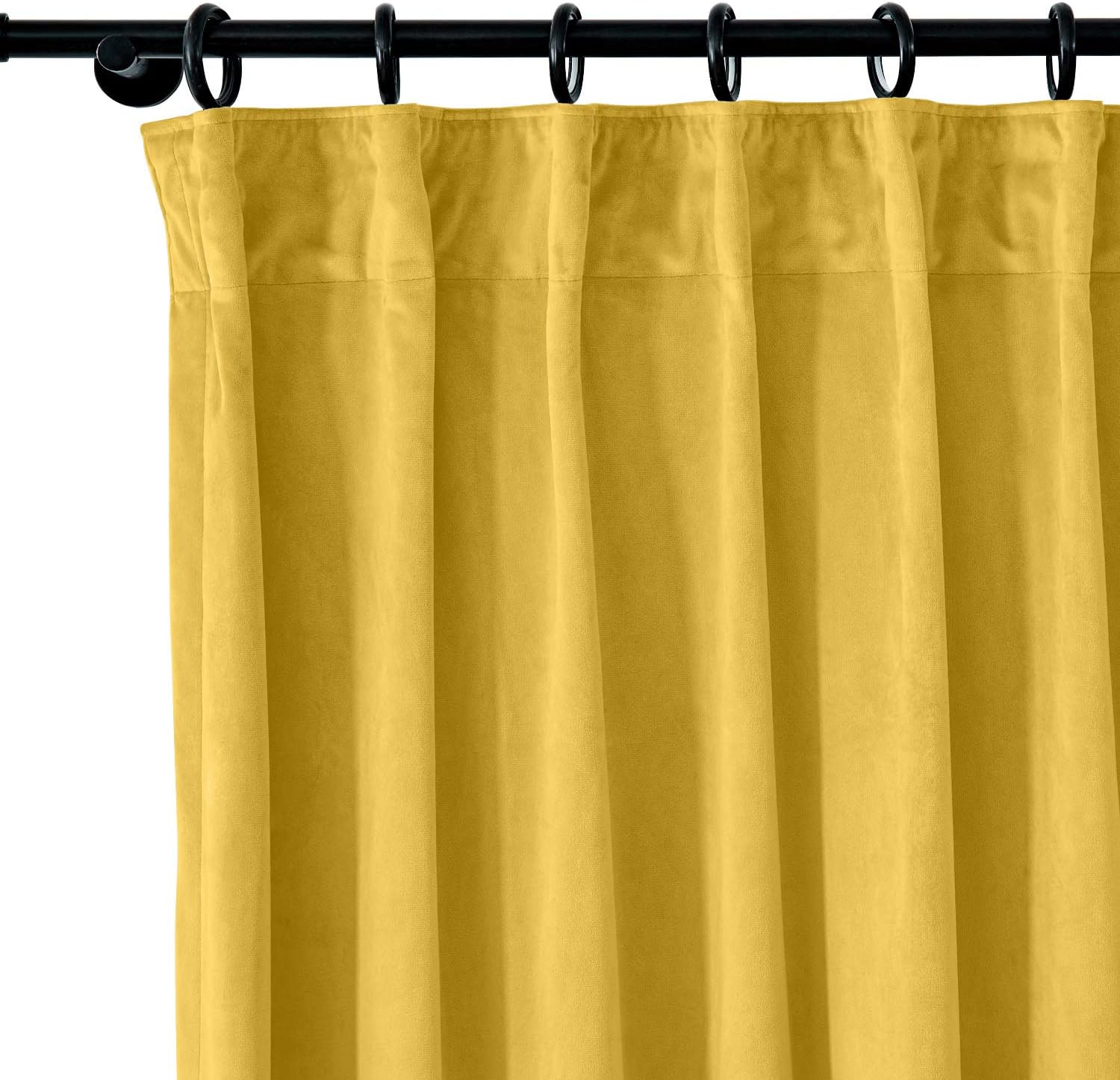 Rideau occultant épais en velours jaune de luxe à isolation thermique pour salon, chambre à coucher, rideaux épais plissés (1 panneau) - 167,6 x 137,2 cm (l x L) Jaune 1*(66"W x 54"L)
