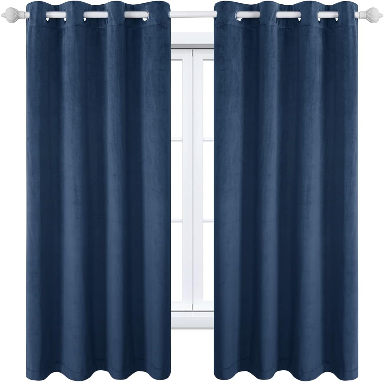 Rideau occultant de luxe en velours épais et occultant avec œillets de couleur unie à isolation thermique pour salon, chambre à coucher - Bleu - 280 x 175 cm Bleu 280x175 cm(WxL)