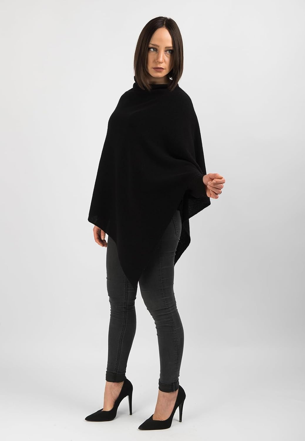 Poncho 100% Cachemire - Femme Taille unique Noir