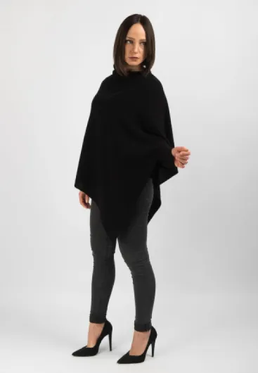 Poncho 100% Cachemire - Femme Taille unique Noir