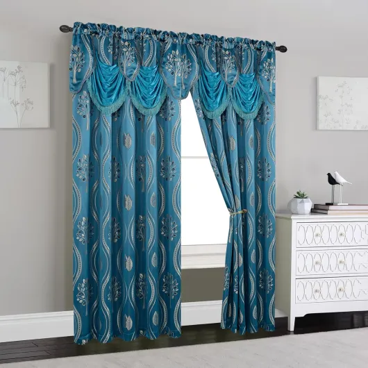 Elegant Comfort Lot de 2 Rideaux Luxueux avec cantonnière et Dossier 137,2 x 213,4 cm Bleu Marine