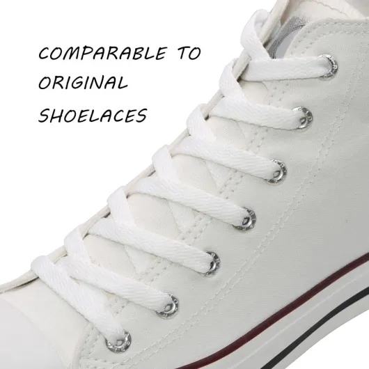 VSUDO Lacets Chaussures Plats pour Baskets, Lacets Plats pour Sneakers - Économiques, 8mm de Large, 29 Couleurs 14 Longueurs au Choix 140 cm - 1 Paire Blanc