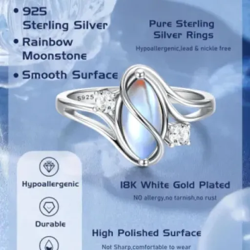 Test Adramata Bague en Pierre de Lune Argent 925 : une bague sympa à petit prix, avec quelques limites
