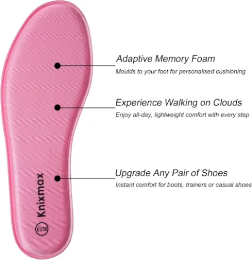 Semelles Chaussures Confort Femme et Homme, Semelles Mémoire de Forme - Superbes Absorption des Chocs et un Amorti pour Soulager les Pieds, Respirant Anti Odeur EU 36-47 39 Semelles Mémoire de Forme/Rose/Confort